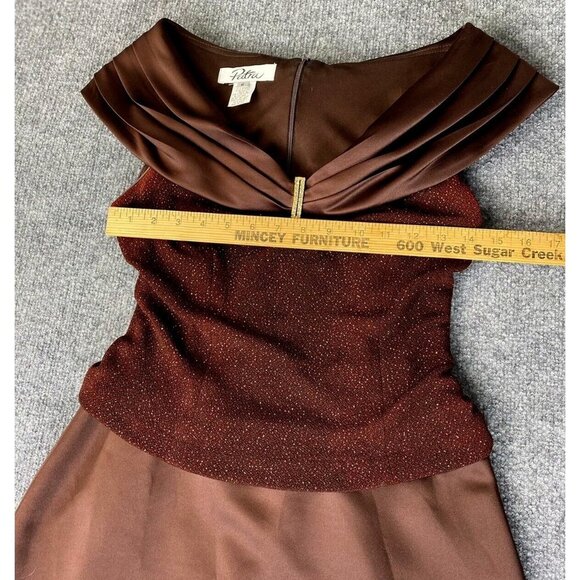 Patra Dress Womens 6 Brown Glitter Formal Gown Prom Satin Rhinestone Long - Picture 9 of 16